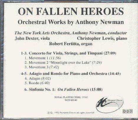 Anthony Newman (geb. 1941): Orchesterwerke, CD