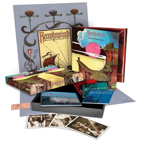 Hawkwind: Warrior On The Edge Of Time (Super-Deluxe-Box-Set), 1 LP, 2 CDs und 1 DVD