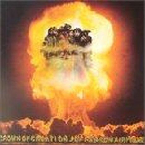 Ein Schriftzug "Sons of Northern Darkness" am unteren Rand. Eine nukleare Explosion mit einem Gesicht in der Rauchwolke.