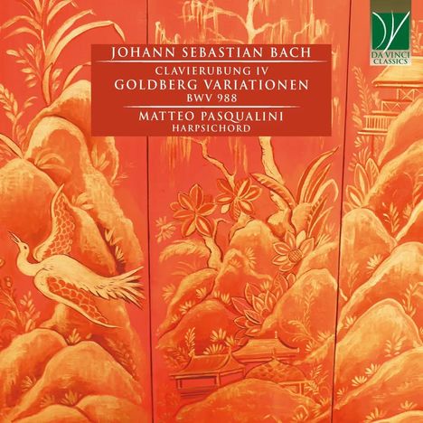 "JOHANN SEBASTIAN BACH, GOLDBERG VARIATIONEN BWV 988", rote und goldene orientalische Szenen, Da Vinci Classics Logo.