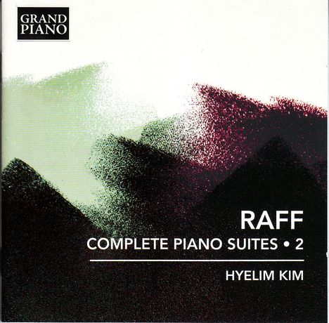 "RAFF COMPLETE PIANO SUITES • 2", "HYELIM KIM". Oben links: "GRAND PIANO" Logo. Aquarellartige, pastellfarbene Strukturen.