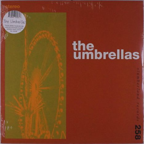 Text: "The Umbrellas", "stereo", "slumberland records", "258". Rotes Cover mit gelber Riesenrad-Silhouette.