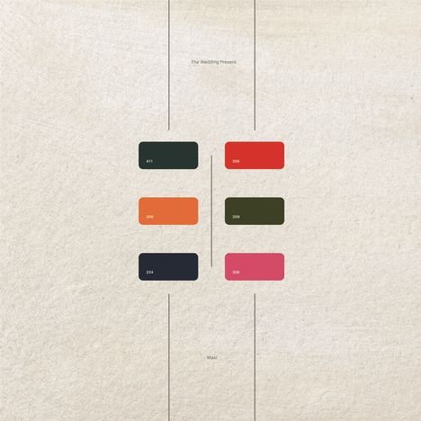 "The Wedding Present." Sechs farbige Rechtecke mit Zahlen: 411, 259, 205, 209, 224, 326. Darunter steht "Maxi".