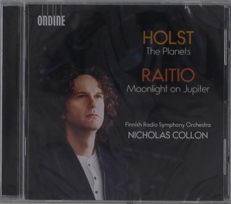 "ONDINE" oben links, "HOLST The Planets", "RAITIO Moonlight on Jupiter", Nicholas Collon; Porträt eines Mannes.