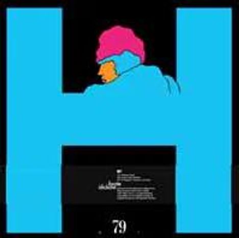 Großes blaues "H", darauf Illustration: Person mit pinkem Hut. Unten steht die Zahl 79.