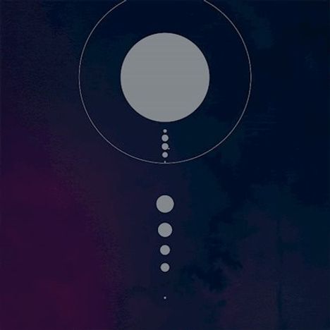 Keine erkennbaren Texte. Kreisförmiges Logo mit einem großen Kreis oben und kleineren Kreisen darunter auf dunklem Hintergrund.