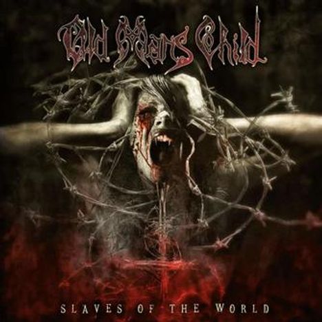 "Old Man's Child - Slaves of the World." Illustration: Ein schreiendes Gesicht, umwickelt mit Stacheldraht.