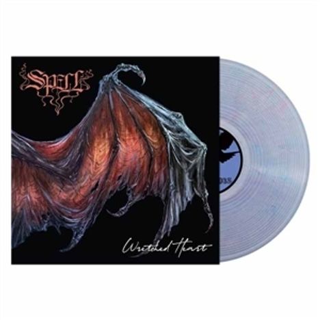 "Spell" und "Tragic Magic" in geschwungener Schrift. Abbildung von Fledermausflügeln, transparentes Vinyl daneben.