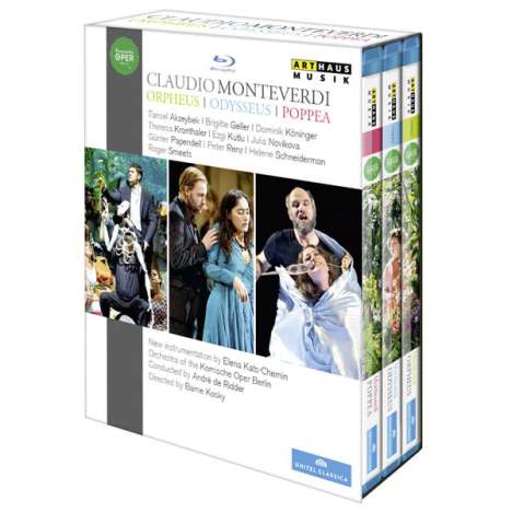 Claudio Monteverdi (1567-1643): Die 3 Opern: Orfeo; Ulisse; Poppea, 3 Blu-ray Discs