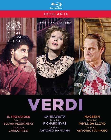 Giuseppe Verdi (1813-1901): 3 Operngesamtaufnahmen, 3 Blu-ray Discs