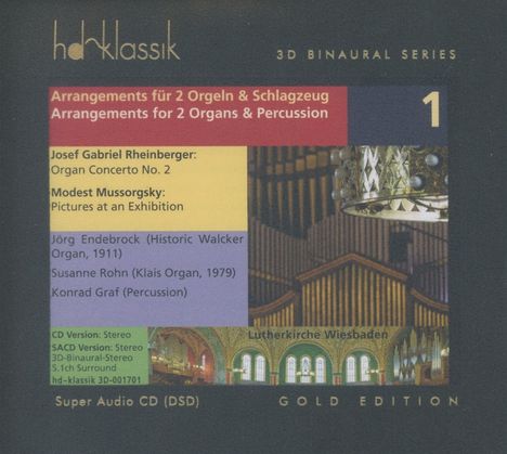 Josef Rheinberger (1839-1901): Orgelkonzert Nr.2 g-moll op.177 in der Bearbeitung für 2 Orgeln &amp; Percussion, Super Audio CD