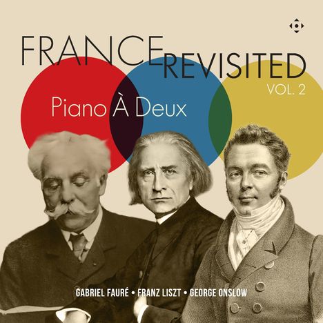 "FRANCE REVISITED VOL. 2", "Piano À Deux", darunter Bilder von drei Männern in altem Stil: ein Mann mit Schnurrbart, einer mit langen Haaren, einer mit lockigem Haar.