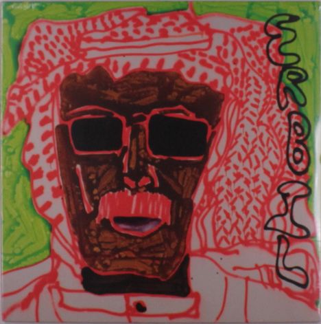 Rechts steht „URCOLL“. Illustration von Person mit Sonnenbrille und traditionellem Kopftuch, grün-roter Hintergrund.