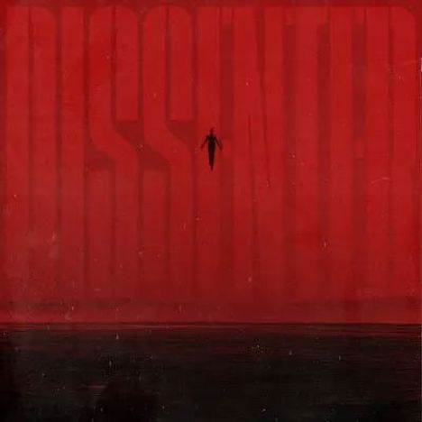 „DISSENTER“ in großen, schattierten Buchstaben, zentral eine Silhouette auf rotem Hintergrund, unten dunkel.