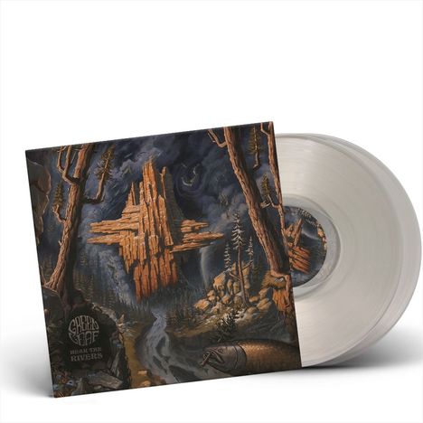 "GREEN LEAF HEAR THE RIVERS" steht auf dem Cover. Eine Landschaft mit Bäumen und einem Fluss ist gemalt. Vinyl-Platte sichtbar.