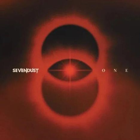Texte "SEVENDUST" und "ONE". Eine rote, energetische Illustration mit einem zentralen hellen Lichtpunkt.
