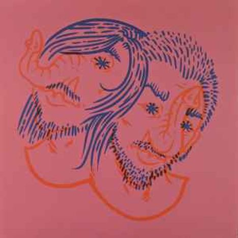 Ich kann den Text nicht erkennen. Eine farbenfrohe Illustration mit zwei Gesichtern, die Mensch und Elefant kombinieren.