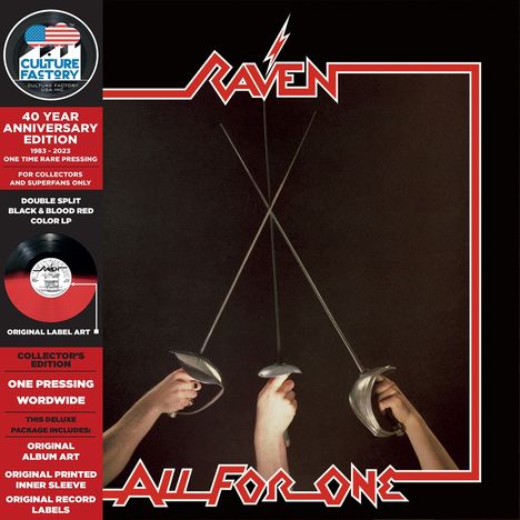 Raven: All For One (Limited 40th Anniversary Edition) (Half Black/Half Red Vinyl), LP