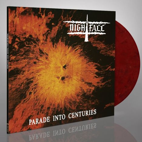 „Nightfall“ und „Parade into Centuries“, darüber ein feuriges, abstraktes Muster.