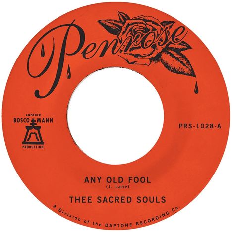 "Any Old Fool" von Thee Sacred Souls, Penrose Westplatte in Orange mit Rosenillustration.
