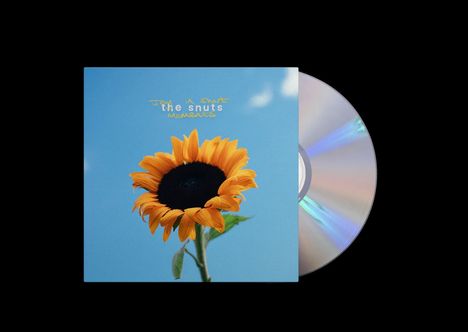 "the snuts", CD-Hülle mit Sonnenblume vor blauem Himmel, rechts sichtbar eine schimmernde Disc.