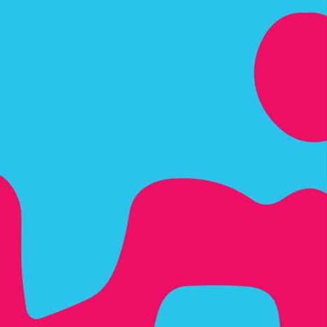 Es sind keine Texte vorhanden. Abstrakte Illustration mit organischen Formen in Blau und Pink.