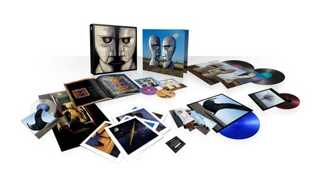 Pink Floyd: The Division Bell (2011 remastered) (Limited Edition) (CD + 2 LP + 1 Blu-ray + 2  7"es + 12" + Kunstdruck), 1 CD, 2 LPs, 1 Blu-ray Disc, 2 Singles 7" und 1 Single 12"