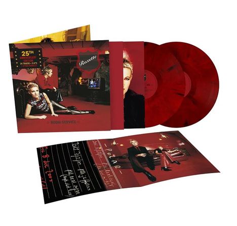„25th Anniversary Edition“, „Room Service“. Zwei rote Vinylplatten, eine Fotografie eines Duos in einem Raum.