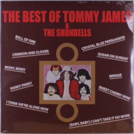 "The Best of Tommy James & The Shondells" in Rot. Songtitel umrahmen zentrales Foto der Band.