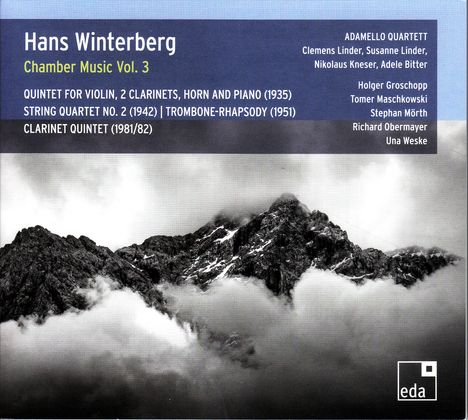 „Hans Winterberg Chamber Music Vol. 3“ mit Werken und Musikern. Im Hintergrund ein dramatisches Gebirgspanorama.