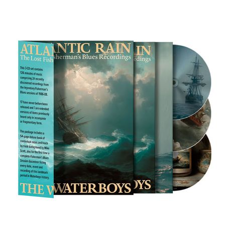 "Atlantic Rain: The Lost Fisherman’s Blues Recordings." Zeigt stürmisches Meer mit Schiffen, CDs und Begleitheft dabei.