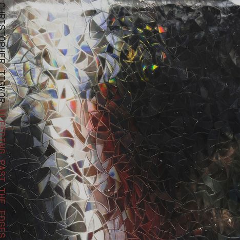 Links steht "Christopher Tignor, Reflecting Past the Edges". Abstrakte, kaleidoskopartige Muster in bunten Farben.