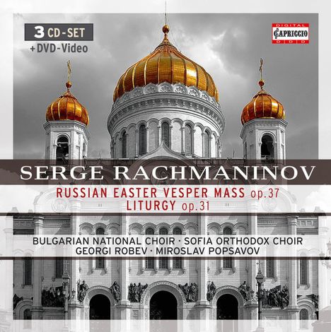 Sergej Rachmaninoff (1873-1943): Liturgie des Hl.Joh.Chrysostomus op.31, 3 CDs und 1 DVD