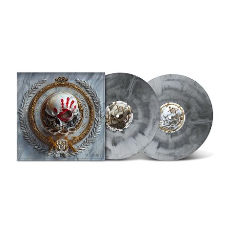 „20 Years of Five Finger Death Punch“ und „BEST OF“ stehen in goldenen Lettern auf einem Album-Cover.