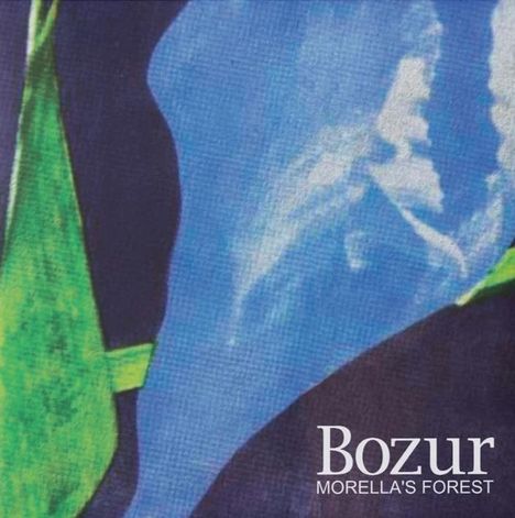 Text: "Bozur Morella's Forest". Abstrakte Muster in Blau, Grün und Dunkelviolett.