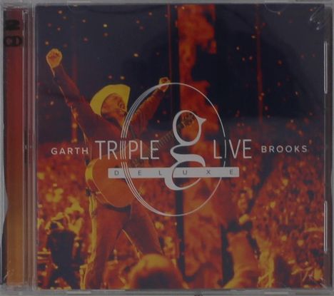 „GARTH TRIPLE g LIVE BROOKS DELUXE“ steht auf dem Cover, das eine Konzertszene in warmen Farben zeigt.