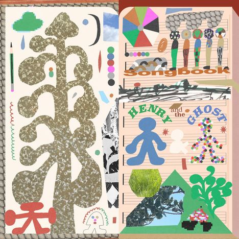 Die Texte „Songbook“ und „Henry and the Ghost“ sind enthalten. Es ist eine bunte Illustration mit abstrakten Formen.