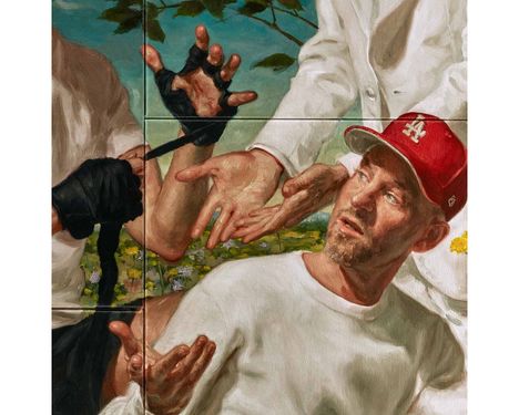 Eine Illustration zeigt eine Person mit roter Mütze, weißen Kleidern und Händen, die in verschiedenen Gesten interagieren.