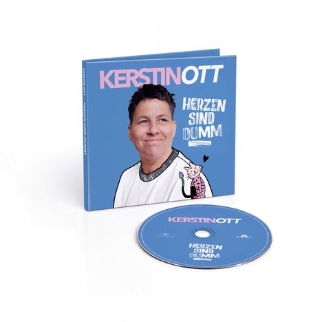 CD-Hülle mit "KERSTIN OTT" und "HERZEN SIND DUMM" in großen Buchstaben, daneben eine gezeichnete Katze.