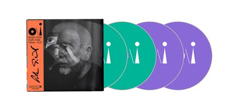 Aufschrift: "Bright-Side Dark-Side Mixes • 4CD". Vier bunte CDs mit minimalistischen Symbol-Designs.