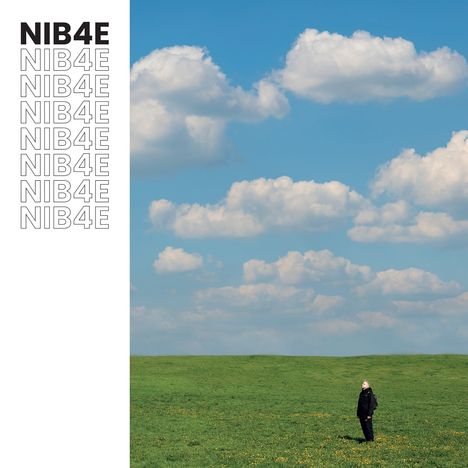 Links mehrfach "NIB4E". Rechts eine Person auf einer grünen Wiese unter blauem Himmel mit Wolken.