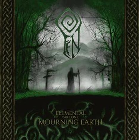 "Elemental Part One Mourning Earth": Mystische Szenerie mit Bäumen, nebelverhüllter Figur, keltischen Motiven.