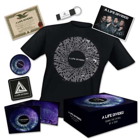 A Life Divided: Down The Spiral Of A Soul (Limited Boxset S), 1 CD, 1 T-Shirt und 1 Merchandise