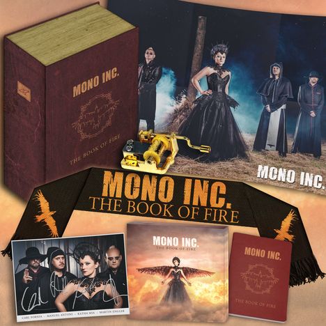 Mono Inc.: The Book Of Fire (Limited Fanbox), 1 CD, 1 DVD und 2 Merchandise