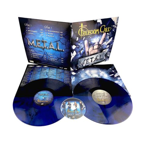 Freedom Call: M.E.T.A.L. (180g) (Blue Vinyl), 2 LPs und 1 CD