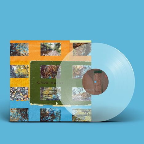 „CROZ BOYCE“ steht in der Mitte. Bunte Landschaftsbilder umgeben den Text. Eine hellblaue Schallplatte liegt daneben.