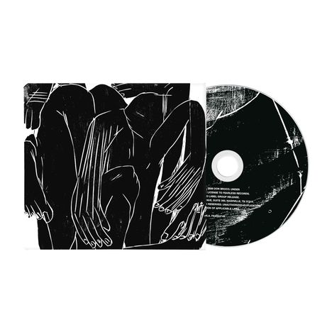 Cover zeigt abstrahierte schwarze Figuren mit weißen Linien. Der Text auf der CD ist copyrightgeschützt.