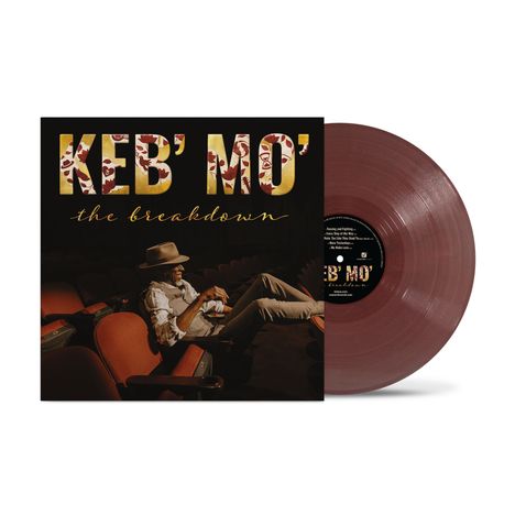 "Keb' Mo' the breakdown" steht oben auf einem Plattencover. Ein Mann sitzt entspannt in einem Theatersessel.