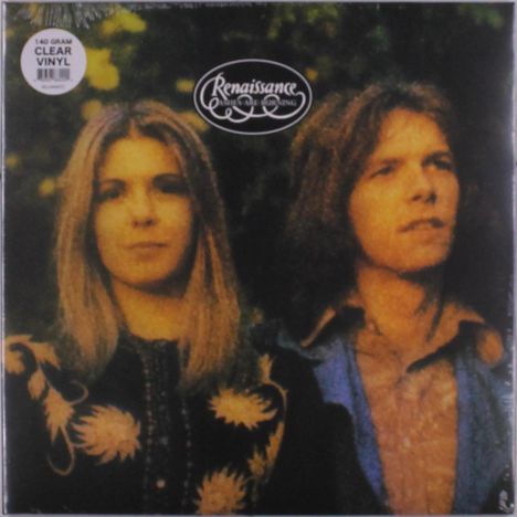 "Renaissance" und "140 Gram Clear Vinyl". Eine Frau und ein Mann schauen ernst, umgeben von unscharfem Grün.