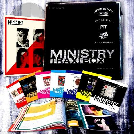 Ministry: Trax-Box, 7 CDs, 1 LP und 1 Buch